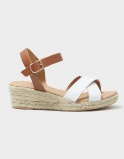 Hatty Leather Wedge Espadrille -Crew Clothing WSR020 TANWHITE 6