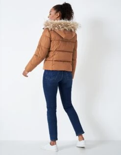 Midweight Padded Jacket With Faux Fur Hood -Crew Clothing WTA058 CAMEL 2