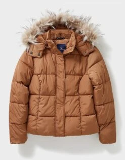 Midweight Padded Jacket With Faux Fur Hood -Crew Clothing WTA058 CAMEL 6