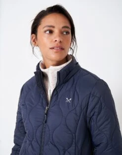 Lightweight Quilted Coat 8 Lightweight Quilted Coat -Crew Clothing WTA078 NAVY 3