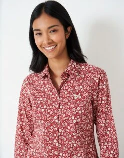 Lulworth Floral Cotton Shirt 8 Lulworth Floral Cotton Shirt -Crew Clothing WTB001 BERRY 3