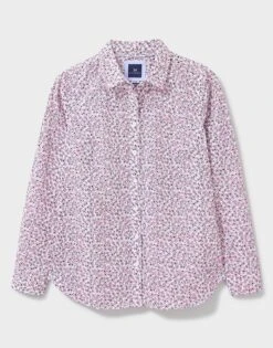 Lulworth Pink Floral Cotton Shirt 11 Lulworth Pink Floral Cotton Shirt -Crew Clothing WTB001 PNKPRINT 6