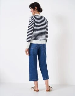 Pointelle Stripe Cardigan -Crew Clothing WTD005 WHTNAVY 2