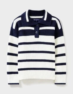 Kat Collar Mix Stripe Jumper 9 Kat Collar Mix Stripe Jumper -Crew Clothing WTD036 NVYWHT 6