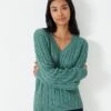 Chunky Heritage Cable V Neck Cable Jumper