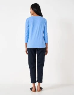 Long Sleeve Perfect Slub Crew Neck T-Shirt -Crew Clothing WTE027 BLUE 2