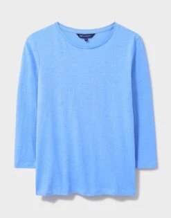 Long Sleeve Perfect Slub Crew Neck T-Shirt -Crew Clothing WTE027 BLUE 6