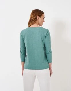Long Sleeve Perfect Slub Crew Neck T-Shirt -Crew Clothing WTE027 LTTEAL 2