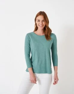 Long Sleeve Perfect Slub Crew Neck T-Shirt -Crew Clothing WTE027 LTTEAL 3