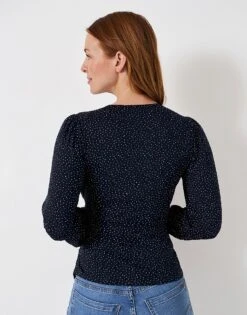 Long Sleeve Wrap Jersey Top -Crew Clothing WTE032 NVYSPOT 2