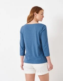 Perfect Slub Scoop Neck T-Shirt -Crew Clothing WTE049 BLUE 2