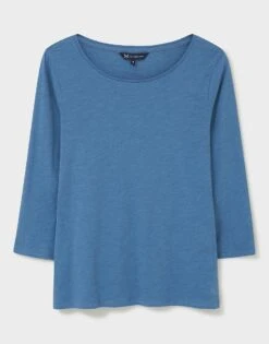 Perfect Slub Scoop Neck T-Shirt -Crew Clothing WTE049 BLUE 6