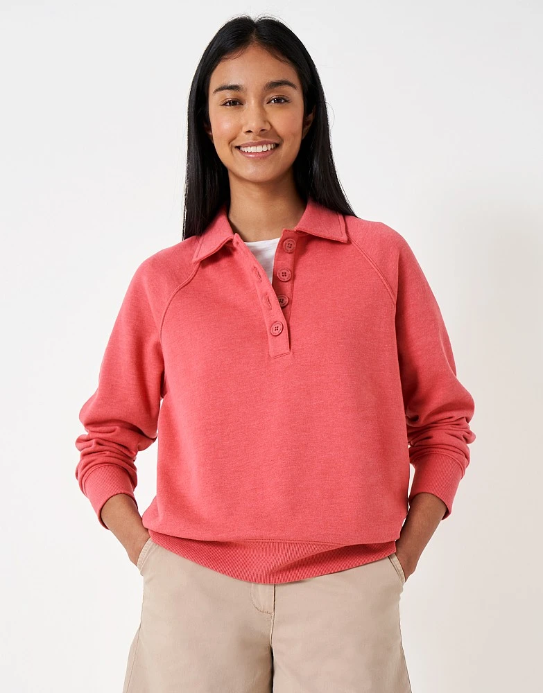 Half Button Placket Raglan Sweatshirt 1 Half Button Placket Raglan Sweatshirt