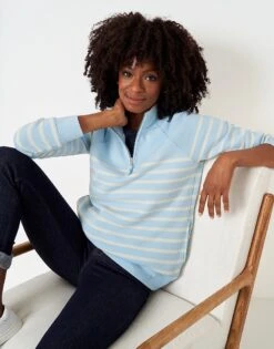 Half Zip Stripe Sweatshirt