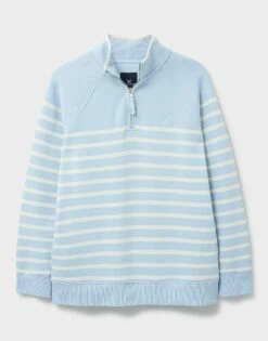 Half Zip Stripe Sweatshirt 9 Half Zip Stripe Sweatshirt -Crew Clothing WTF041 LTBLUWHT 4