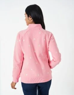 Half Zip Embroidered Sweatshirt 7 Half Zip Embroidered Sweatshirt -Crew Clothing WTF041 PEONY 2