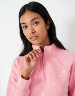 Half Zip Embroidered Sweatshirt 8 Half Zip Embroidered Sweatshirt -Crew Clothing WTF041 PEONY 3