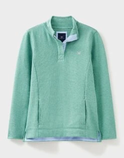 Half Button Sweatshirt 9 Half Button Sweatshirt -Crew Clothing WTF046 OILTEAL 6