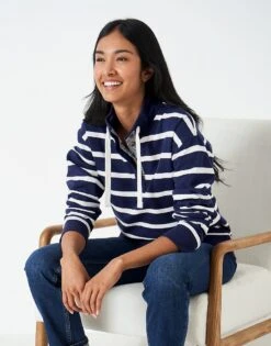 Half Button Relaxed Stipe Toggle Sweatshirt