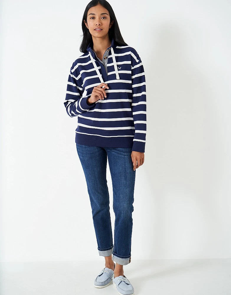 Half Button Relaxed Stipe Toggle Sweatshirt 2 Half Button Relaxed Stipe Toggle Sweatshirt - Image 2