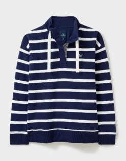 Half Button Relaxed Stipe Toggle Sweatshirt 9 Half Button Relaxed Stipe Toggle Sweatshirt -Crew Clothing WTF047 NVYWHT 6