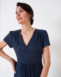Edith Wrap Jersey Dress 8 Edith Wrap Jersey Dress -Crew Clothing WTJ001 NVYPOLKA 3