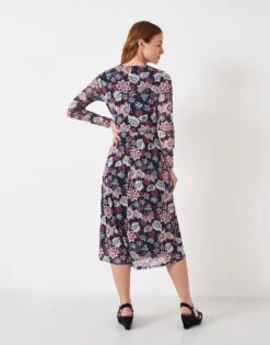 Alma Mesh Jersey Dress -Crew Clothing WTJ022 NVYMULTI 2