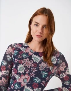 Alma Mesh Jersey Dress -Crew Clothing WTJ022 NVYMULTI 3