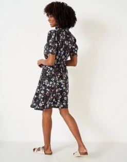 Lyra Knee Length Dress -Crew Clothing WTJ065 NVYPRNT 2