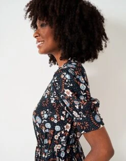 Lyra Knee Length Dress -Crew Clothing WTJ065 NVYPRNT 3