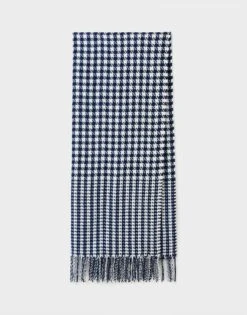 Houndstooth Scarf -Crew Clothing WTQ005 NAVYIVORY 6