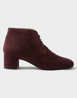Marilyn Suede Heeled Shoe Boot -Crew Clothing WTR012 WINE 2